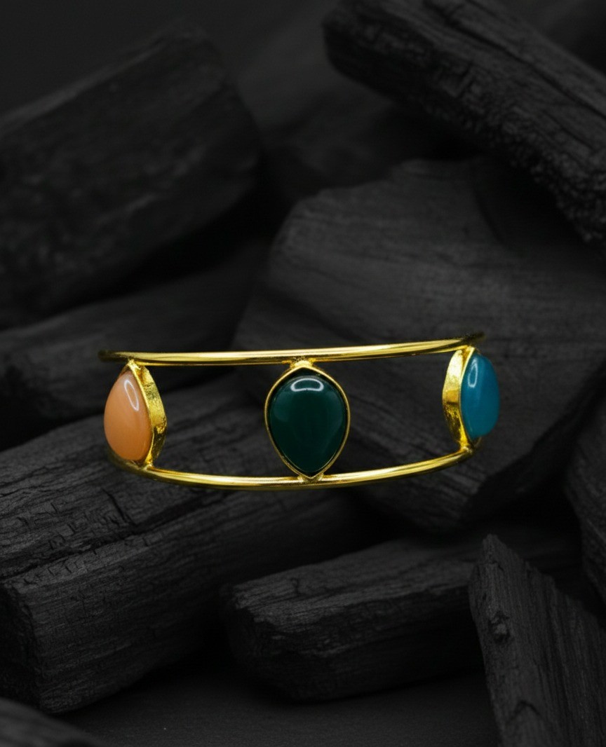 Artificial Gold Stone-Studded Bangle