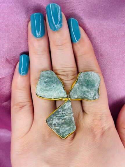 Green Stone Bloom Statement Ring
