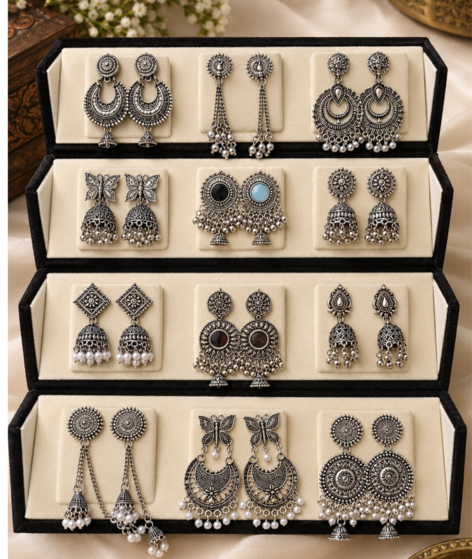 12 pair jhumka earrings set